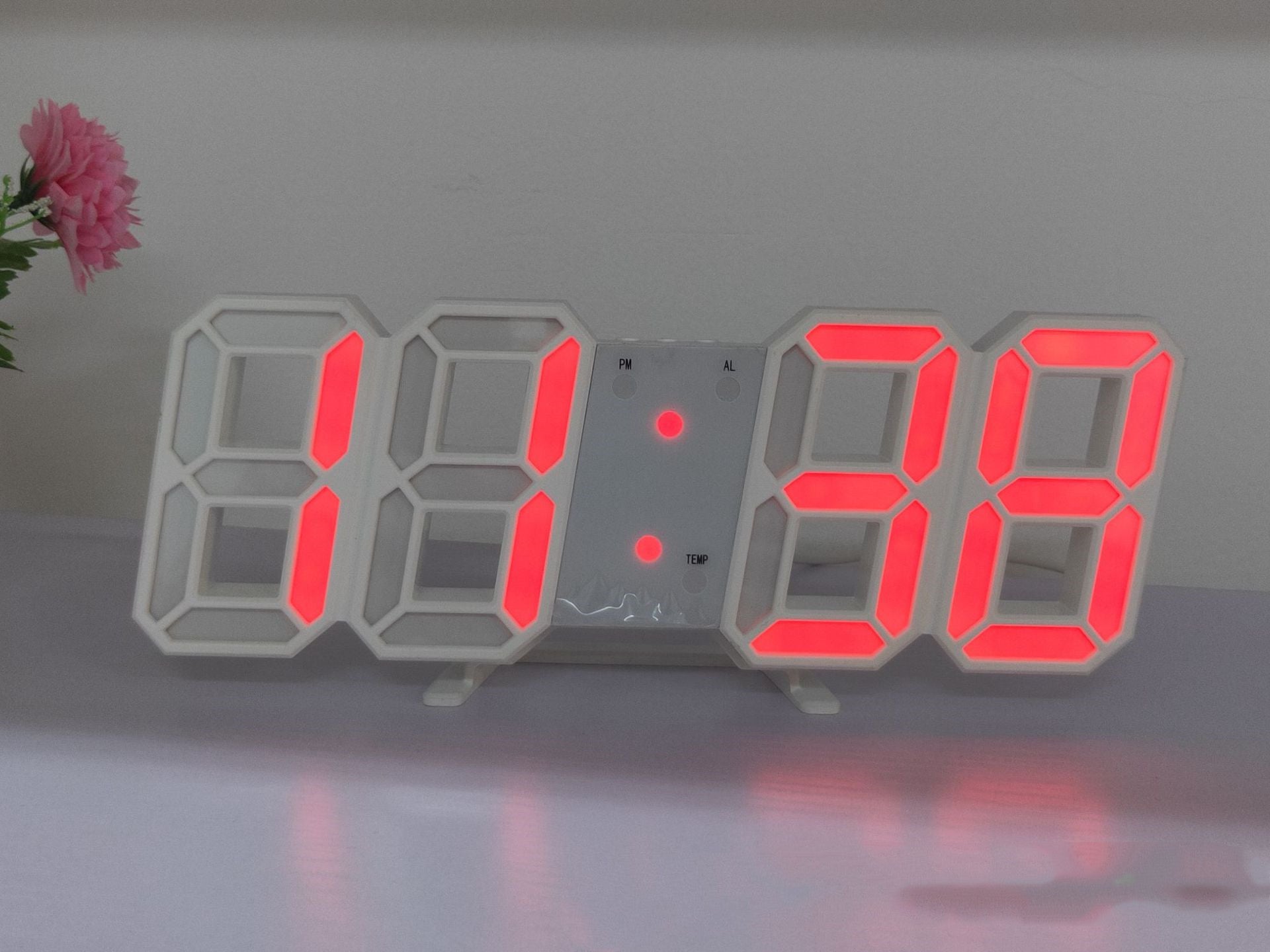 3D LED Wall Clock Modern Digital Sound Control Table Desktop Alarm Clock Temperature Night Light