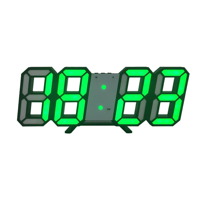 3D LED Wall Clock Modern Digital Sound Control Table Desktop Alarm Clock Temperature Night Light