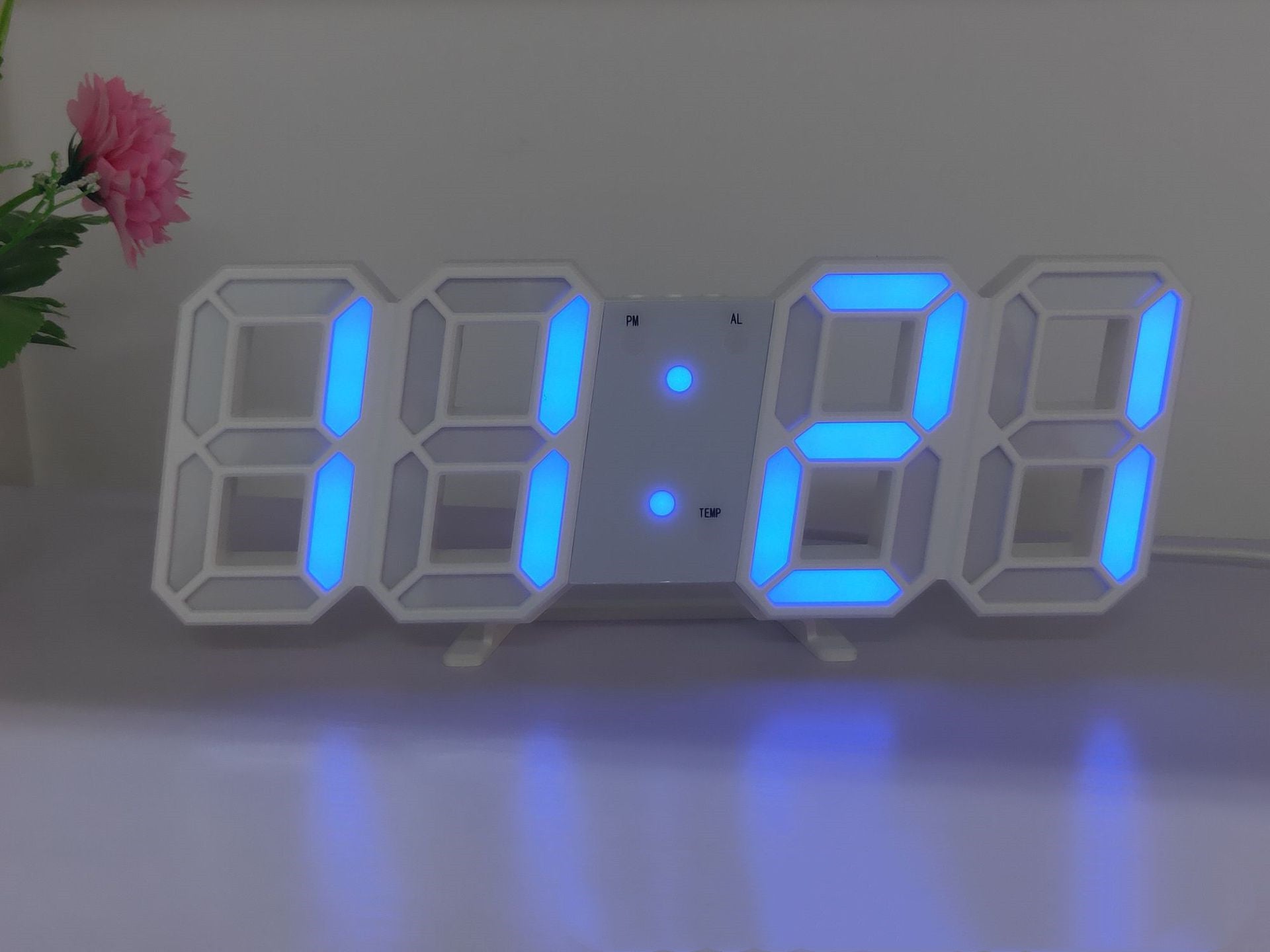 3D LED Wall Clock Modern Digital Sound Control Table Desktop Alarm Clock Temperature Night Light