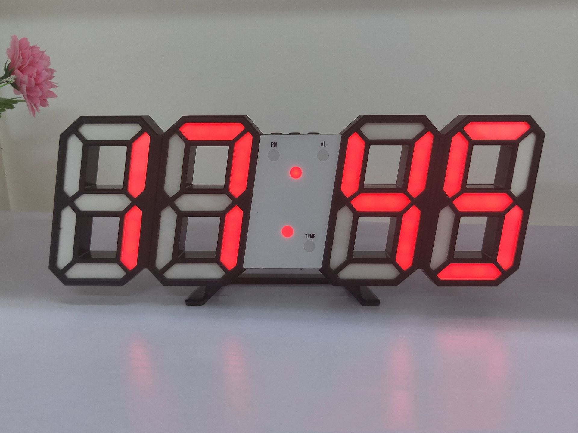 3D LED Wall Clock Modern Digital Sound Control Table Desktop Alarm Clock Temperature Night Light