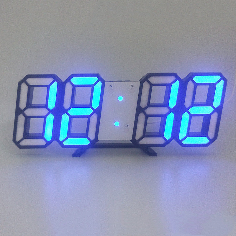 3D LED Wall Clock Modern Digital Sound Control Table Desktop Alarm Clock Temperature Night Light
