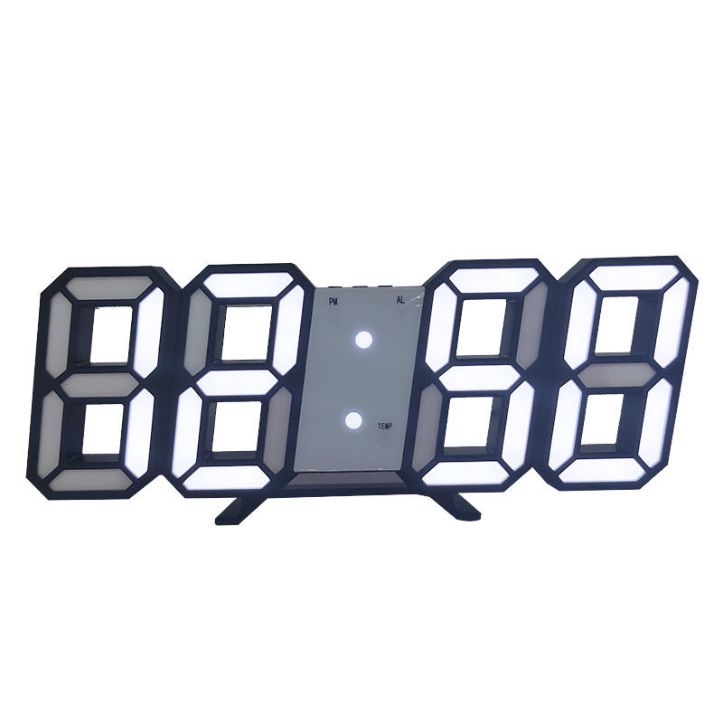 3D LED Wall Clock Modern Digital Sound Control Table Desktop Alarm Clock Temperature Night Light