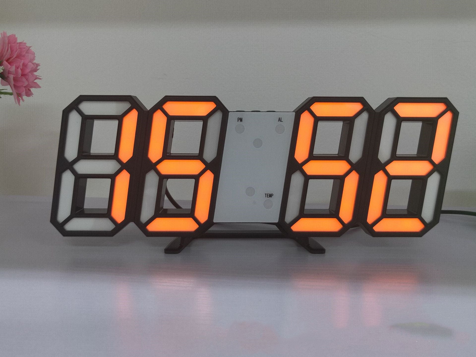 3D LED Wall Clock Modern Digital Sound Control Table Desktop Alarm Clock Temperature Night Light