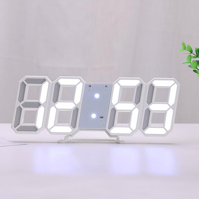 3D LED Wall Clock Modern Digital Sound Control Table Desktop Alarm Clock Temperature Night Light