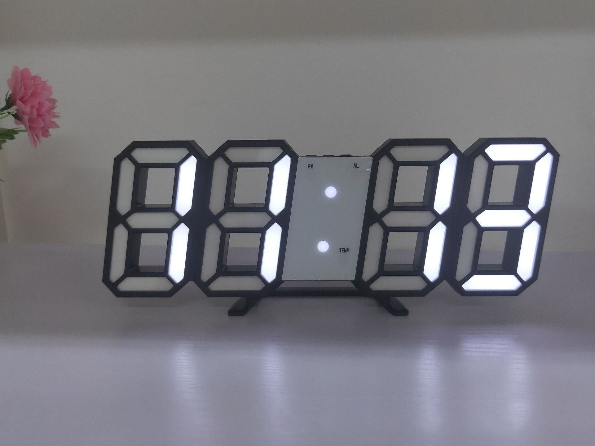 3D LED Wall Clock Modern Digital Sound Control Table Desktop Alarm Clock Temperature Night Light